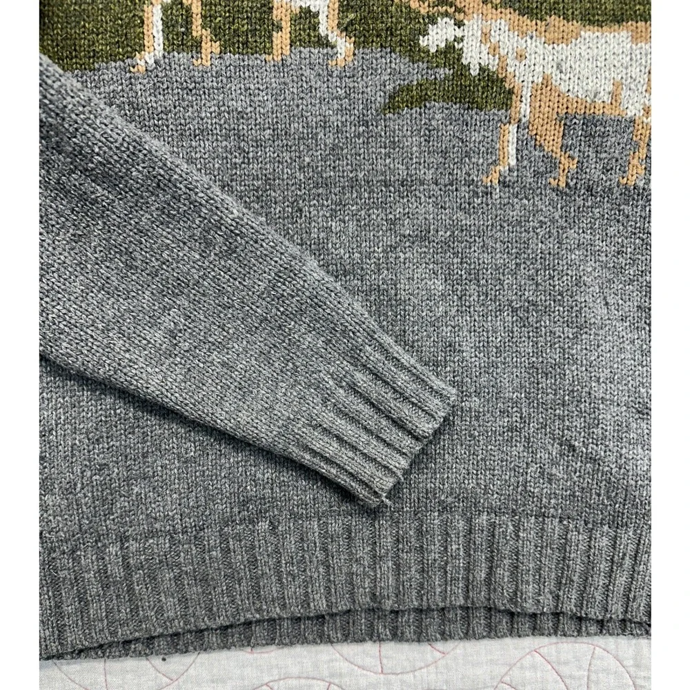 Schott Bros Sweater Gray Wool Blend Reindeer Trees / Mens Medium